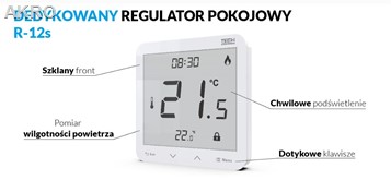 Tech R-12S regulator pokojowy przewodowy BIAŁY