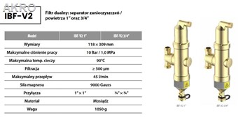 Separator zanieczyszczeń i powietrza IBO 3/4"