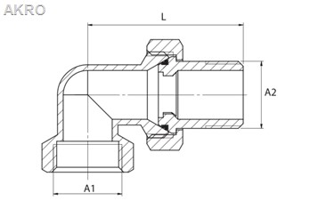 Śrubunek 5/4" wz kątowy mosiężny oring