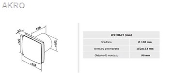 Wentylator osiowy płaski front fi100 METAL