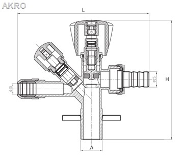 Zawór podwójny kombinowany 1/2"x3/8"x3/4" chrom