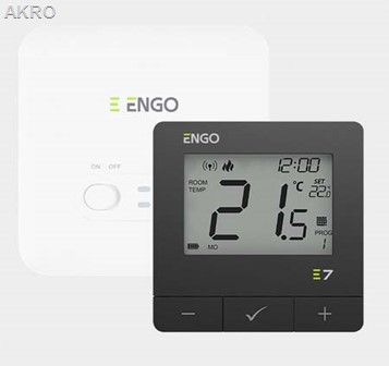 ENGO E7-RFB czarny bezprzewodowy regurator temperatury.