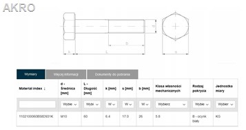 Śruba maszynowa M10x60/5,8 1kg.