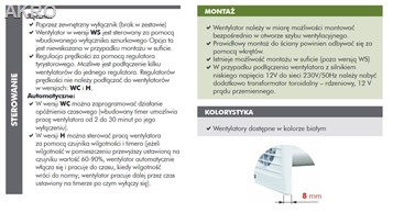 Wentylator łazienkowy SUBTIL 150S wył. pociągany