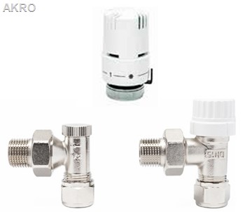 Zestaw zaworów termostatycznych PEX 16 kątowe