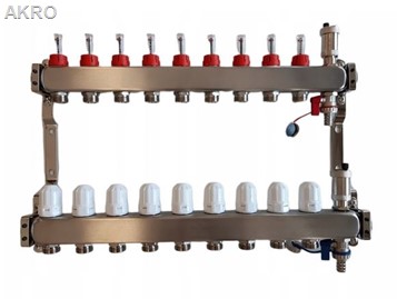 ROZDZIELACZ 9 INOX Rotametry Zawory Podłogówka