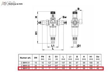 Filtr z reduktorem ciśnienia Herz 1"