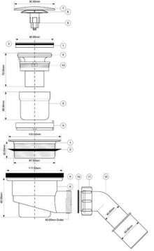 Syfon brodzikowy McALPINE 90mm KLIK-KLAK