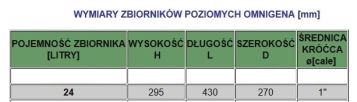 Zbiornik hydroforowy 24l przeponowy poziomy