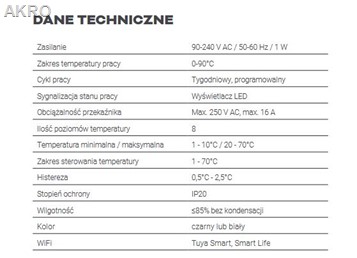 AURATON 2YA przewodowy p/t reg. temp. WiFi CZARNY