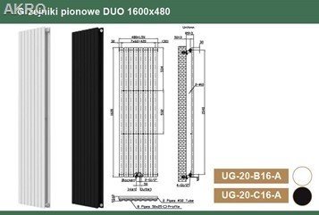 Grzejnik pionowy INVENA V20 1600x480 biały