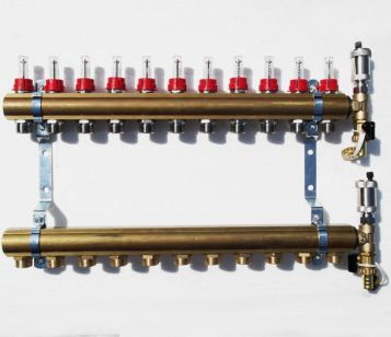 Rozdzielacz mosiężny 11 przepływomierze rotametry zaciski na pex 16