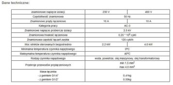 Wyłącznik ciśnieniowy do hydroforu LCA-3 1 Mpa