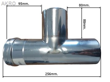 Wkład kominowy jednościenny trójnik 90° 80mm kwasówka