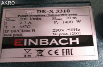 POMPA EINBACH DE-X 3310 IBO