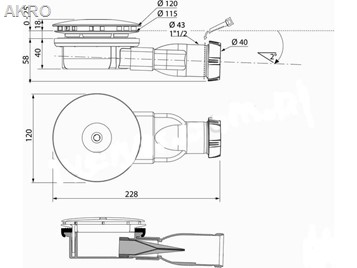 Syfon brodzikowy SLIM fi 90mm odpływ 33l/min