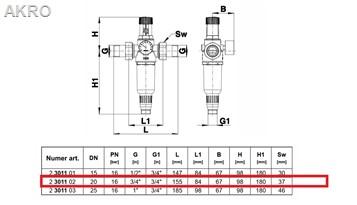 Filtr z reduktorem ciśnienia Herz 3/4"