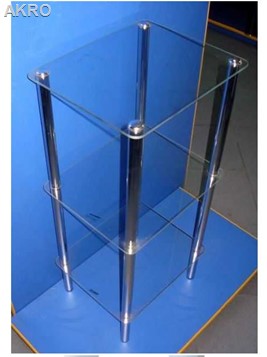 Regał łazienkowy stalowy chrom. 3 półki szklane