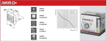 Wentylator łazienkowy SUBTIL 150S wył. pociągany