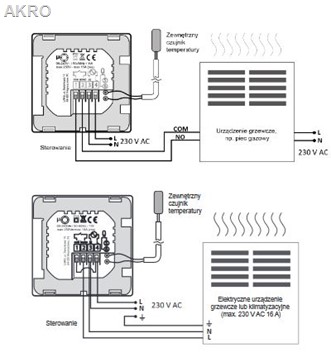 AURATON 2YA przewodowy p/t reg. temp. WiFi CZARNY