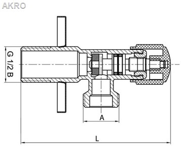 Zawór kątowy 1/2"x1/2" grzybkowy chrom 1/2x1/2