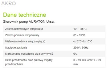 AURATON URSA (następca S14) STEROWNIK POMP