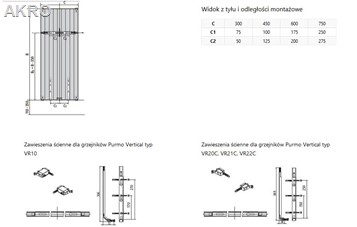 PURMO VERTICAL VR10 1800x450 grzejnik PIONOWY 765W