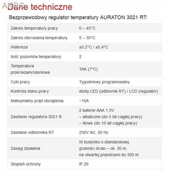 AURATON LIBRA SET Regulator temperatury