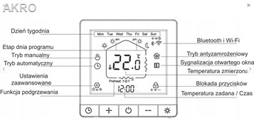 ESCO TC-710C WIFI TUYA CZARNY Sterownik Termostat