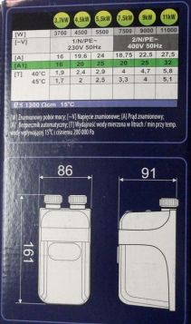 DAFI elektryczny przepływowy ogrzewacz wody 3,7kW