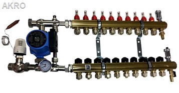 Rozdzielacz podłogówka 13 pompa zawory rotametry