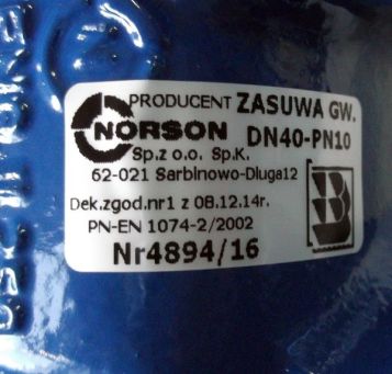 Zasuwa NORSON 6/4 GW DN40 - PN10