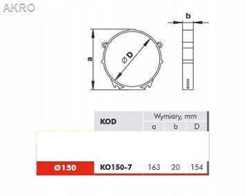 Kanał wentylacyjny fi150 uchwyt okrągły