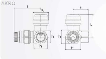 Zawór termostatyczny grzejnikowy kątowy 1/2" PRAWY M30x1,5