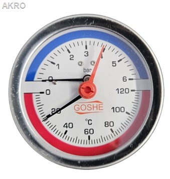 Termomanometr 6bar 80mm 120°C 1/2" TYŁ