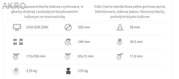 Koło pełne RADER CKW-SGR 200/17K skrętne