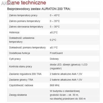 AURATON APUS SET (stara nazwa TRA 200 ) regulator + głowica