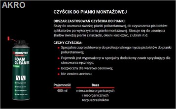 Czyścik pianki poliuretanowej pistolet MOUNTER