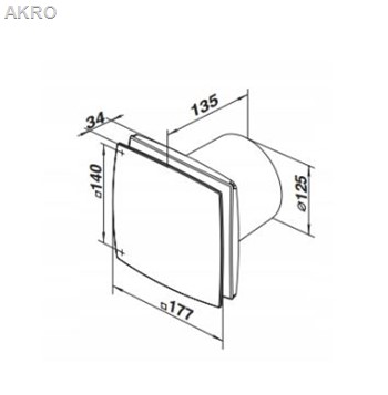 Wentylator osiowy płaski front fi125 METAL