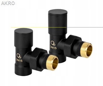 Zestaw zaworów grzejnikowych 1/2 czarne KĄTOWY