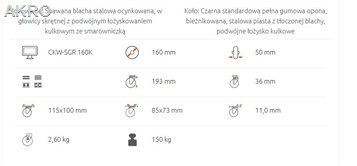 Koło pełne RADER CKW-SGR 160/17K skrętne