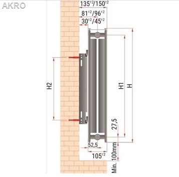 GRZEJNIK 550x1600 DESIGN POZIOMY C22 BOCZNY