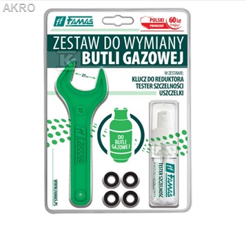 Klucz do wymiany butli gazowej uszczelki ZESTAW