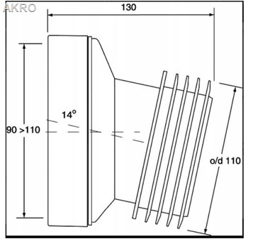 Przyłącze kanalizacyjne,130mm, mimośrodowe