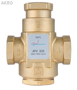 Zawór temperaturowy 1" 55°C 3 drogowy ATV335 kvs9 AFRISO