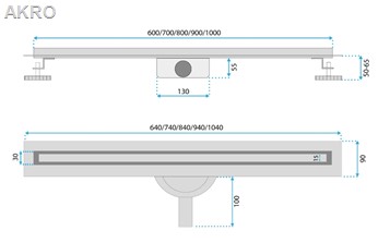 Odpływ szczelinowy NEOX SLIM PRO REA 90cm