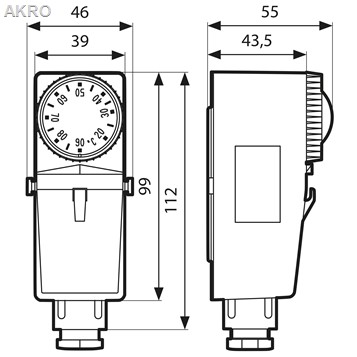 Przylgowy termostat nastawny 20-90*C