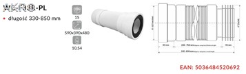 Rura wc 110 elastyczna przyłącze 33-85cm giętka