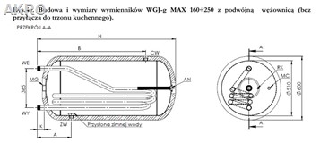 Wymiennik wody WGJ-G MAX 200l podwójna wężownica ocieplony Elektromet bojler ogrzewacz