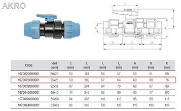Zawór kulowy PE 25mm do wody na rure PE 25